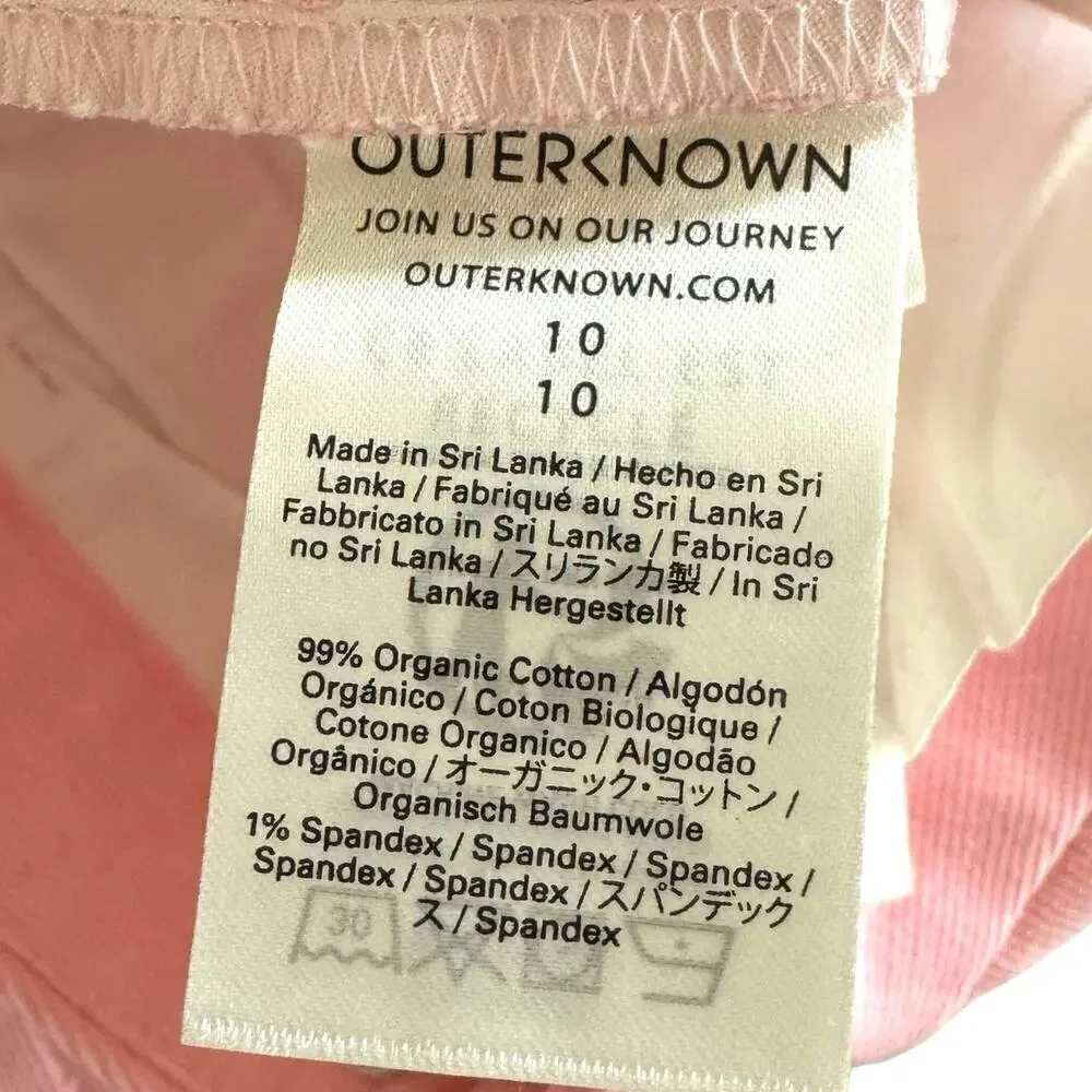 NWT Outerknown Avery Cotton High Waisted Corduroy Bootcut Pants Pink Women's 10